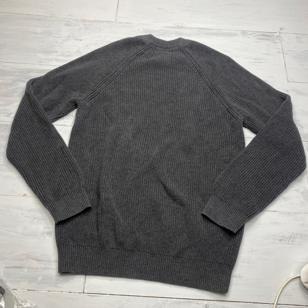 Quince Organic Cotton Ribbed Stitch Crewneck Sweater Mens M Charcoal Heather - Picture 5 of 8